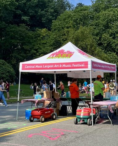 The bright pink tent welcomes us into the celebration of acceptance. 