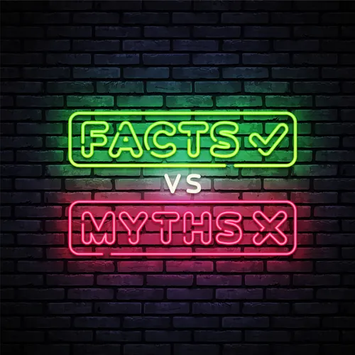 Fact or Myth Sign Against a Black Brick Wall Clipart