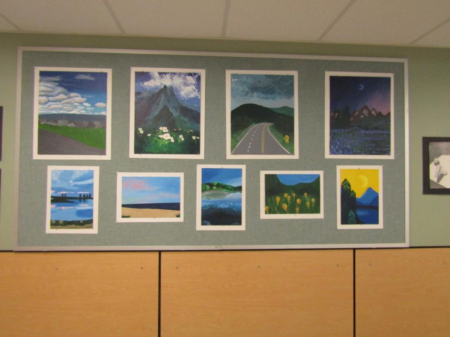 The art of several SHS students decorates the hallways, clearly demonstrating the quality of the artists and the excellence of Mrs. Craigs teaching. 