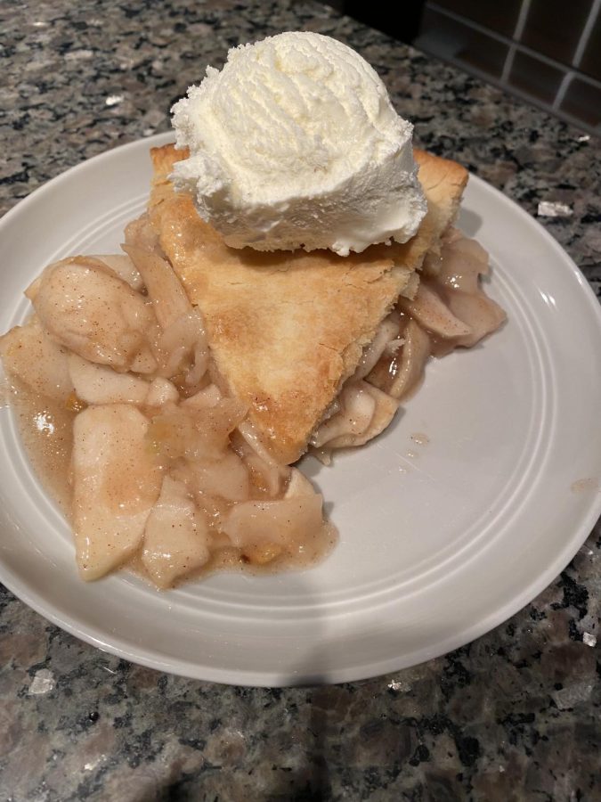Some yummy homemade apple pie served a la mode made by the one and only Susan Pontbriand