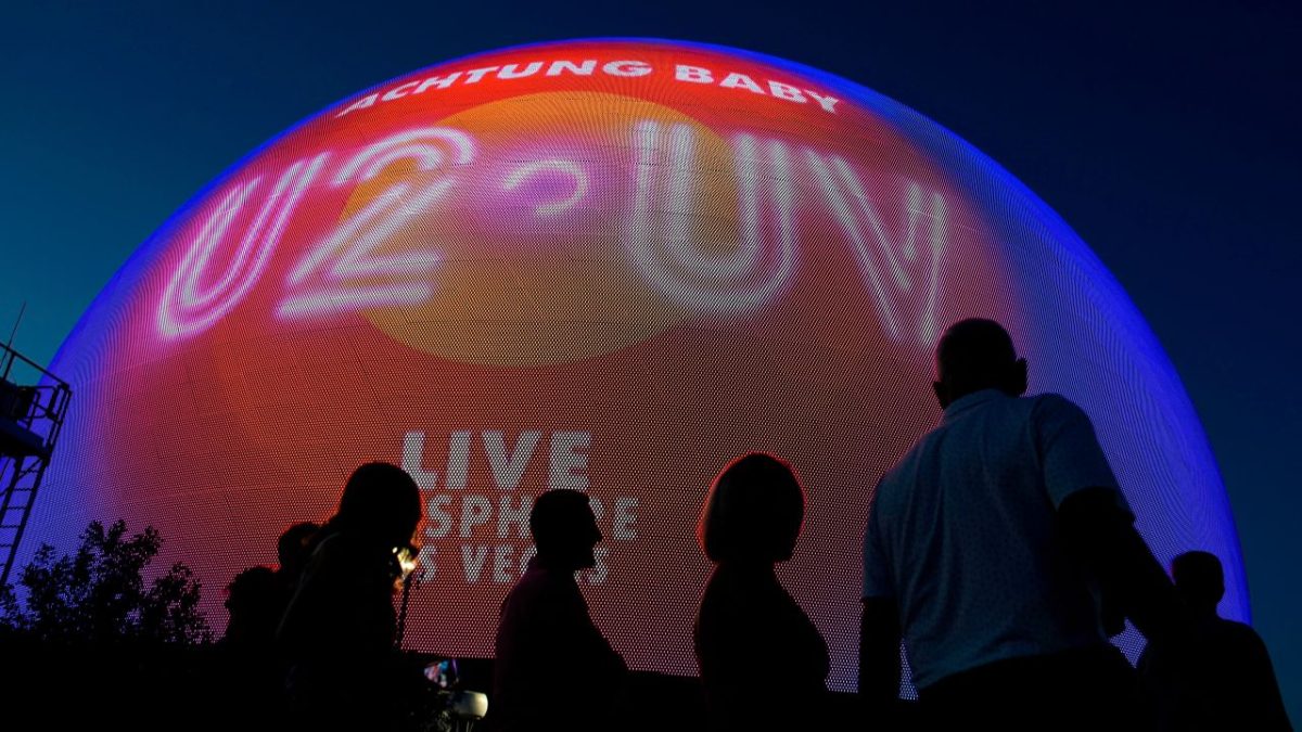 U2 performance night displayed on The Sphere in Las Vegas 