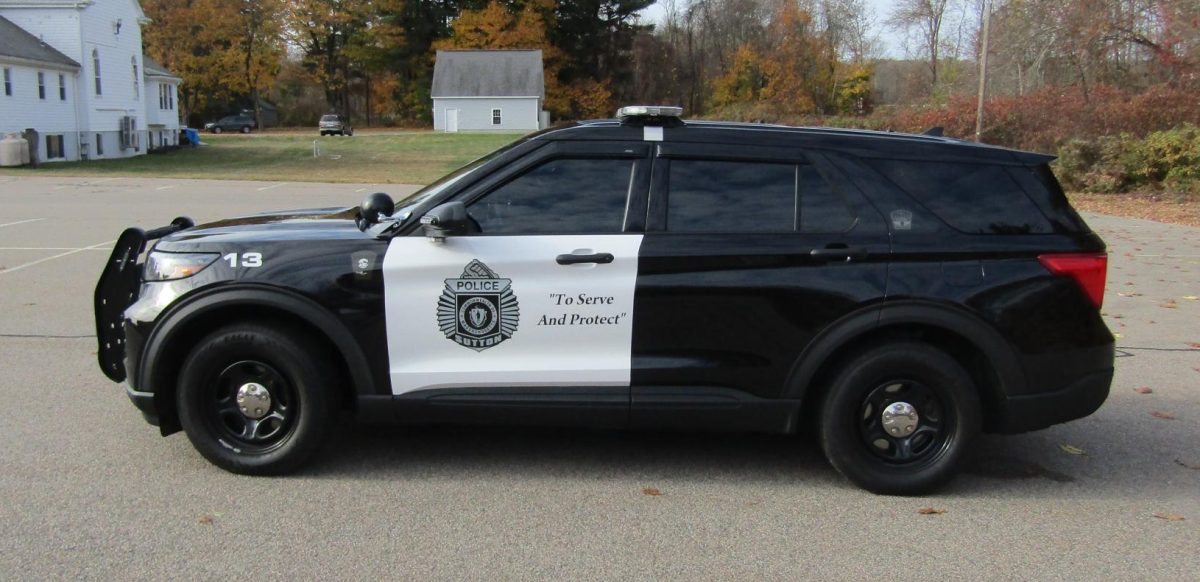 A Sutton Police car is present during the Evacuation Drill on Monday, October 28, 2024. (Cameron Loss)