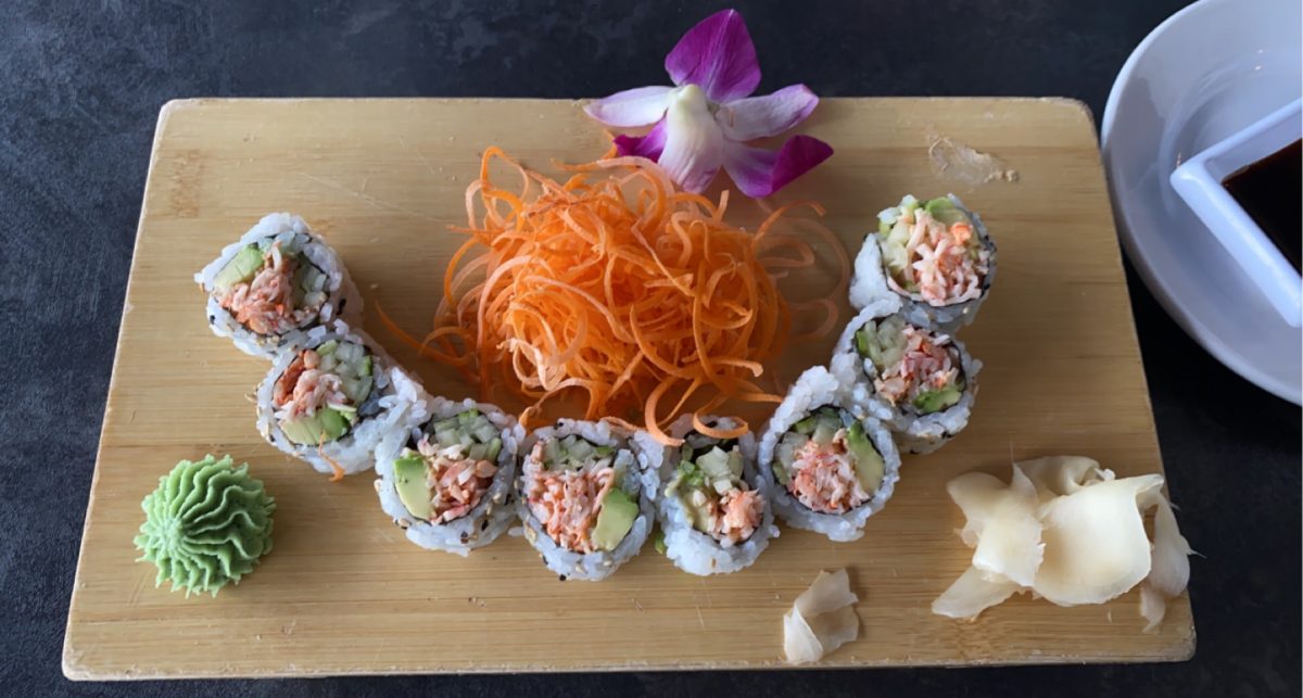 California Roll with fresh crab, avocado, and cucumber off the coast. (Riley Giguere)