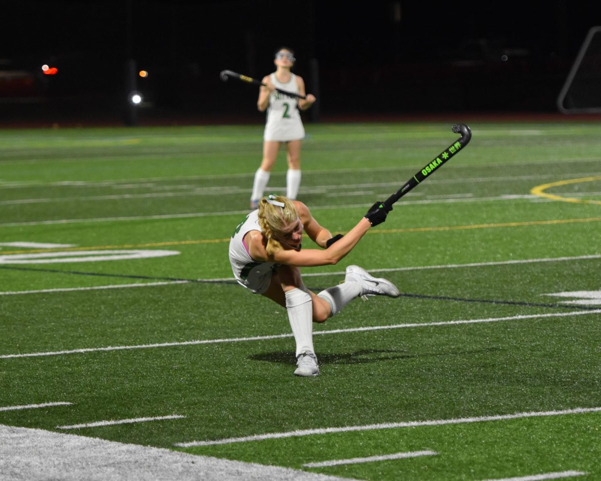 Lina Eykman takes a powerful hit during last night's game. 