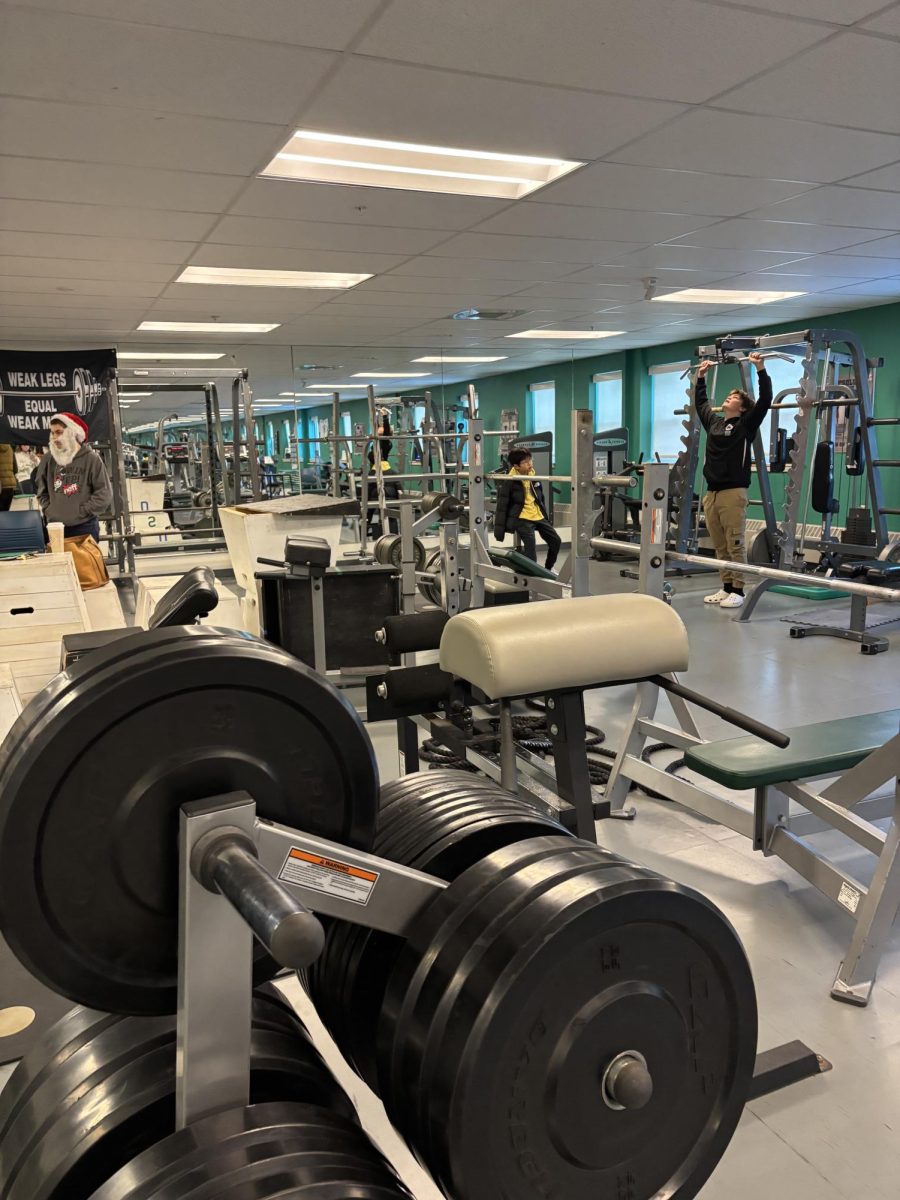 Sutton High School weight room for gym classes and sports teams. 