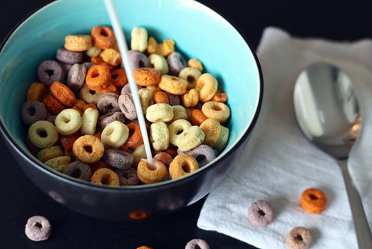 It's not just the cereal, but also the milk being poured on it that has bad things in it.