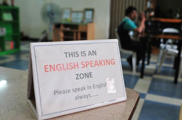 "Only English" zone in a restaurant (photo taken by Veejay Villafranca)