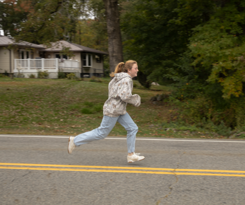 Picture of high school senior Addy Jerome on her daily run outside.  