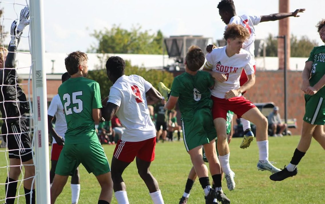 The Sammies defend their goal in a recent game against South High School.
