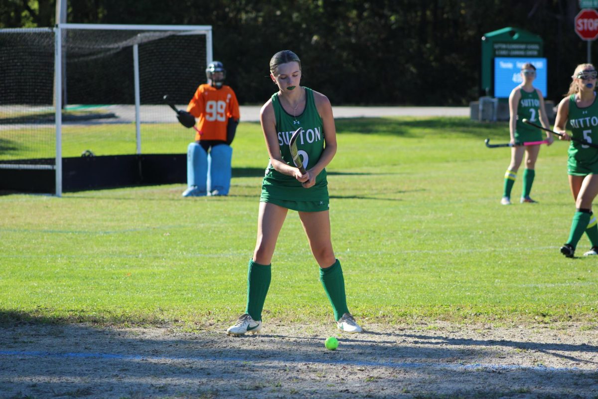 Senior Emma Logue prepares to send the ball downfield in recent action.