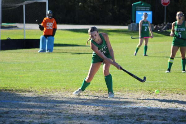 Senior Emma Logue sends the ball up field during a recent game.