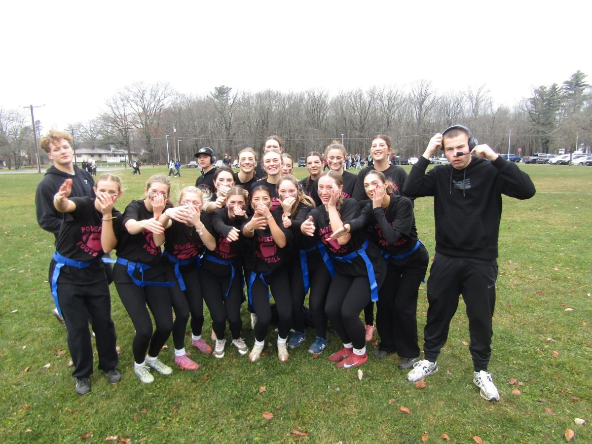 The seniors celebrate their second and final PowderPuff victory.
