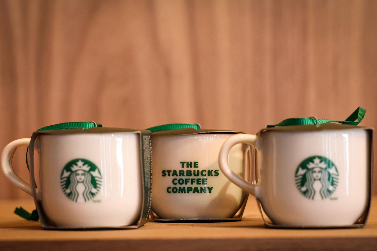 A Starbucks mugs are displayed during the Starbucks Investor Day event in New York City, U.S., January 29, 2026. REUTERS/Brendan McDermid