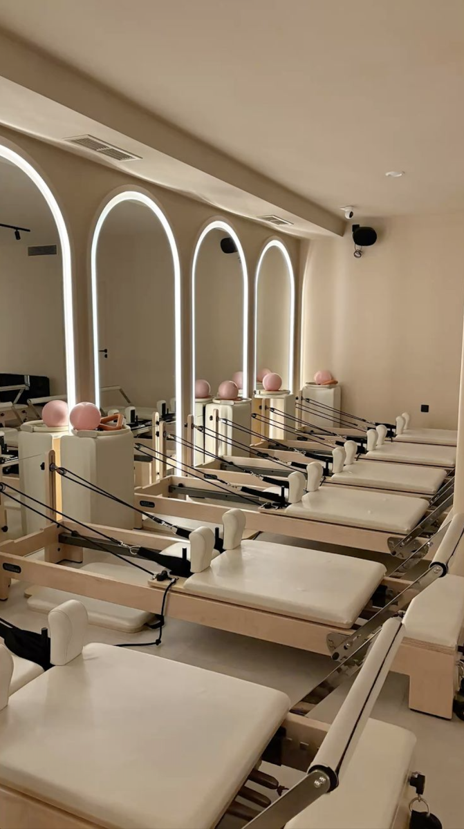 This is what a normal pilates room would look like with all the equipment. 